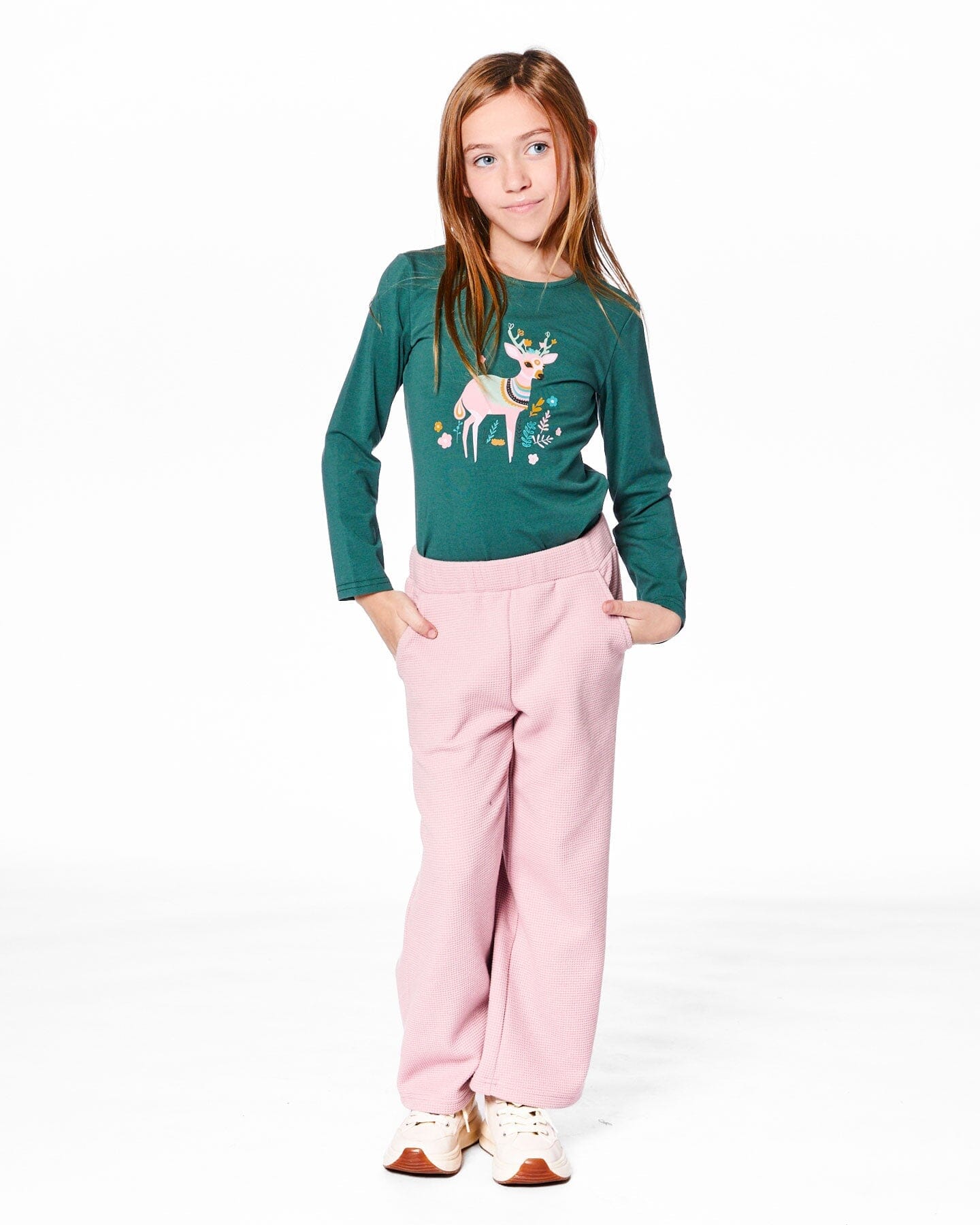 Waffle Flare Leg Pants Dusty Pink - H20YG22_622