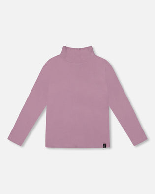 Super Soft Ribbed Mock Neck Top Purple Gray - H20YG71_544