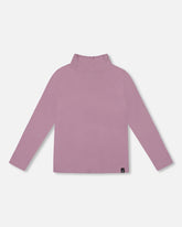 Super Soft Ribbed Mock Neck Top Purple Gray