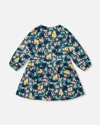 Jersey Dress Green Cat Print - H20Z86_006