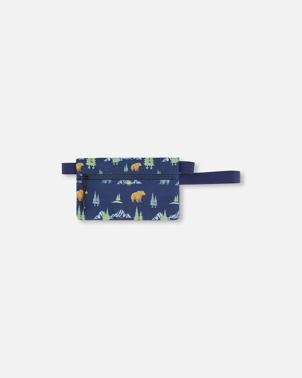 Double Pencil Case Navy Animal Print - H20ZEC_030