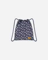Drawstring Bag Navy Flower Print