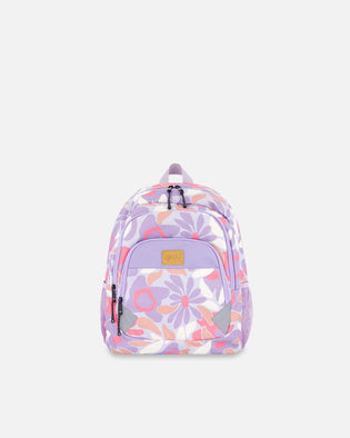 Little Kids Backpack Lilac Retro Flower Print School Supplies Deux par Deux 