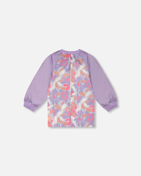 School Apron Lilac Retro Flower Print - H20ZTA_014