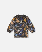 School Apron Black Dinosaur Print