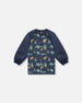 School Apron Navy Animal Print - H20ZTA_030