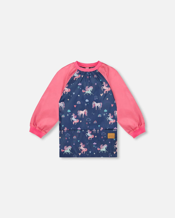 School Apron Navy Unicorn Print - H20ZTA_037