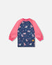 School Apron Navy Unicorn Print - H20ZTA_037