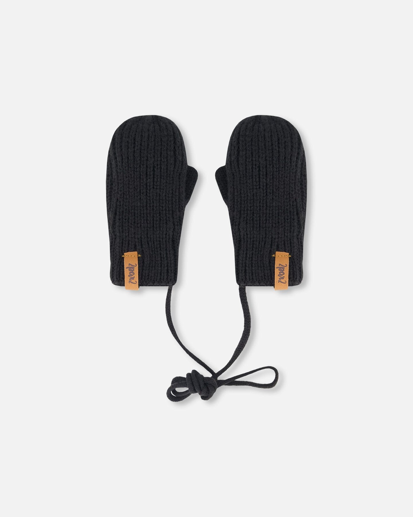 Baby Knit Mittens With String Black - H20ZW06_999