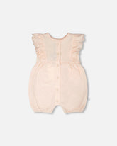 Organic Cotton Jersey Romper With Frills Peach