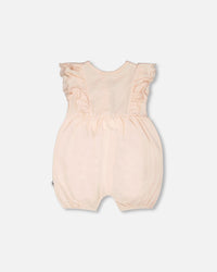 Organic Cotton Jersey Romper With Frills Peach - H30A41_06006