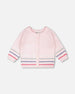 Cotton Knit Striped Button Front Cardigan Light Pink - H30BT31_06007