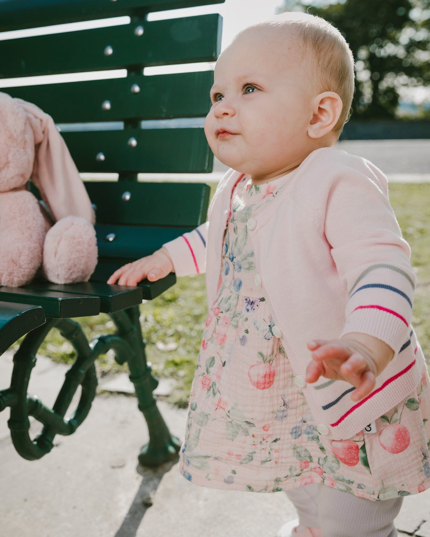 Cotton Knit Striped Button Front Cardigan Light Pink - H30BT31_06007