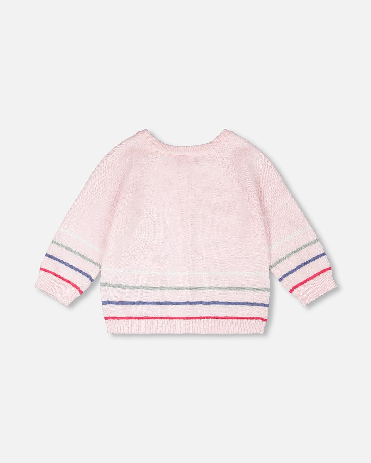 Cotton Knit Striped Button Front Cardigan Light Pink - H30BT31_06007