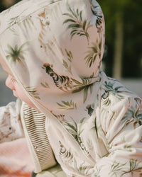 Organic Cotton Jersey Reversible Hooded Jacket Beige Zebra Print - H30C30_3H054