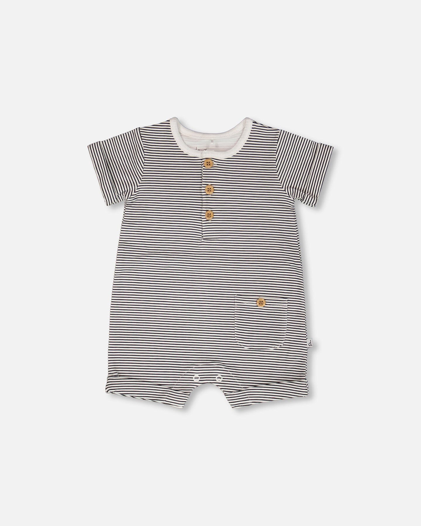 Cotton Jersey Romper Black And Off White Stripes One-Piece & Baby Rompers Deux par Deux 