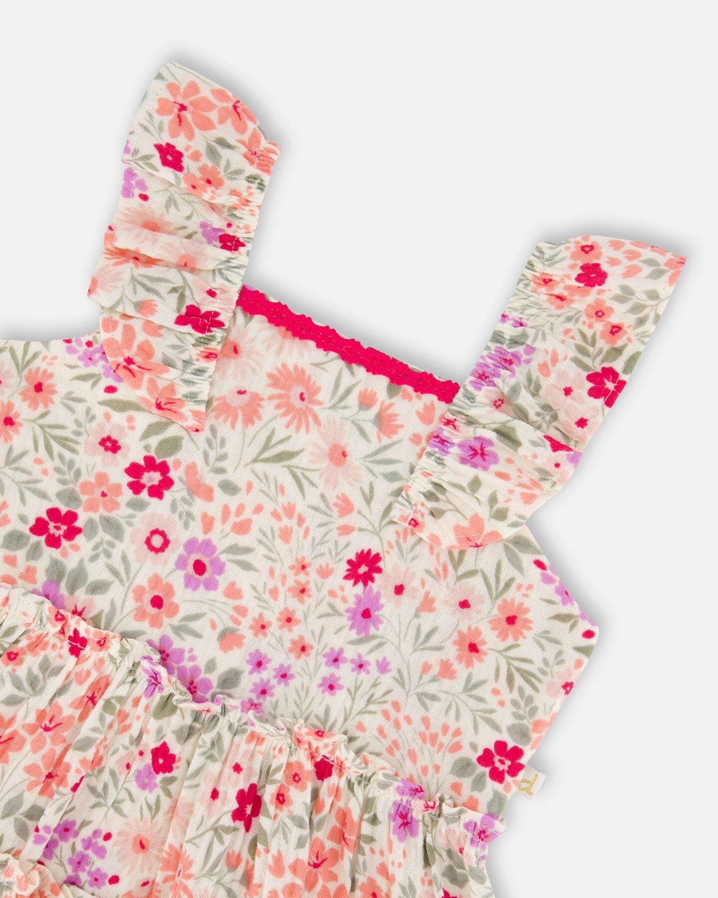 Tunic And Organic Cotton Capri Set Off White Printed Flowers And Pink - H30F11_3H050