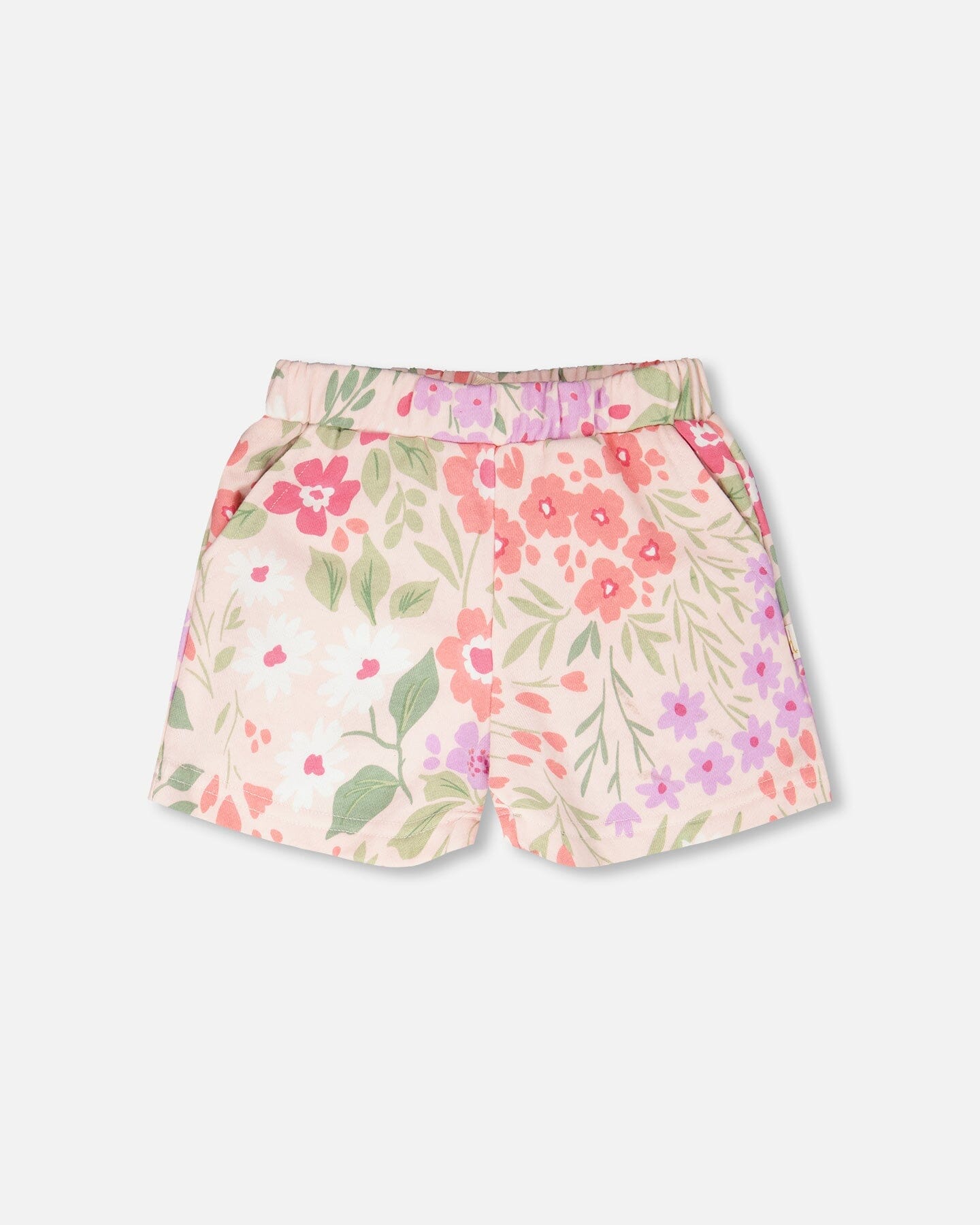 French Terry Shorts Pink Printed Flowers - H30F26_3H216