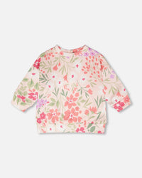 French Terry Sweatshirt Pink Printed Flowers - H30F30_3H216