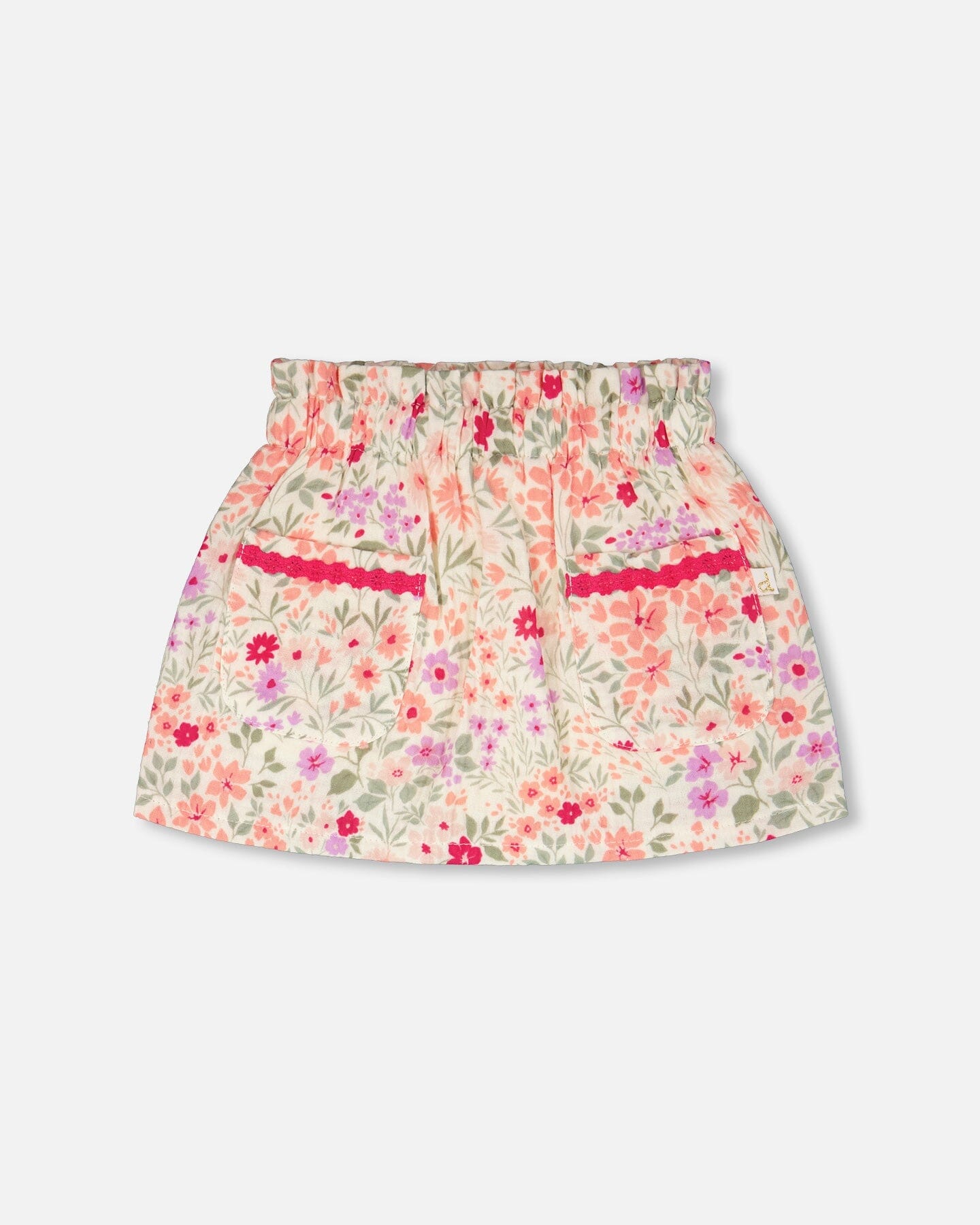 Muslin Skort Off White Printed Flowers - H30F80_3H050