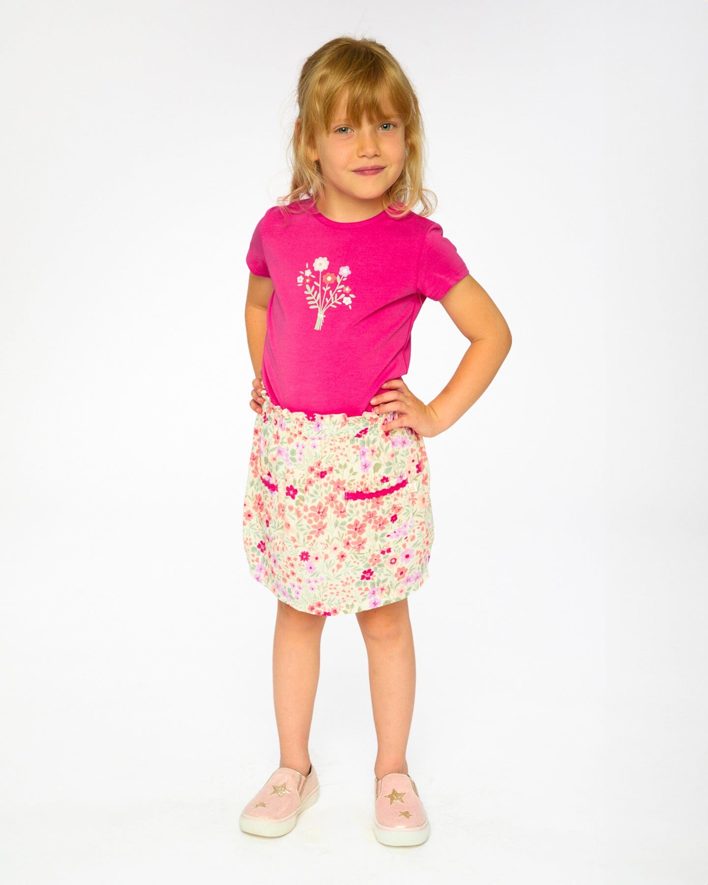 Muslin Skort Off White Printed Flowers - H30F80_3H050