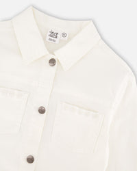 White Denim Jacket With Embroidery - H30H50_01000