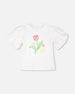 Organic Cotton Jersey Top White With Embroidery - H30H71_01000