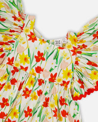 Viscose Dress White Daffodil Print - H30H85_3H123
