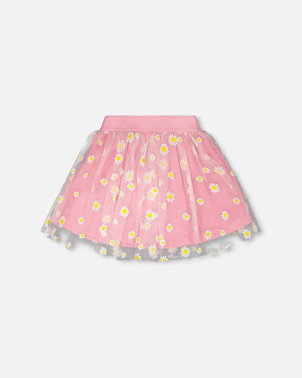 Mesh And Crinkle Jersey Skirt Pink - H30I80_06240
