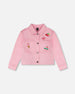 Pink Denim Jacket With Embroidered Patches - H30L50_06050