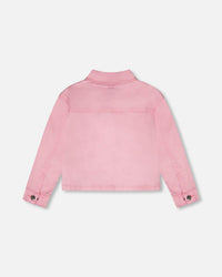 Pink Denim Jacket With Embroidered Patches - H30L50_06050