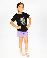 Mauve Denim Shorts With Embroidery - H30M27_05130