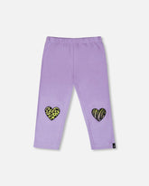 Organic Cotton Jersey Capri Mauve With Knee Screen Hearts Appliqués