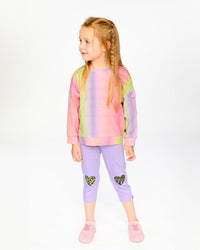Organic Cotton Jersey Capri Mauve With Knee Screen Hearts Appliqués - H30M60_05130