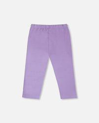 Organic Cotton Jersey Capri Mauve With Knee Screen Hearts Appliqués - H30M60_05130