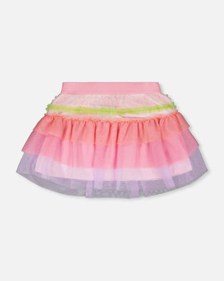 Mesh Skirt With Multicolor Frills - H30M80_3H173
