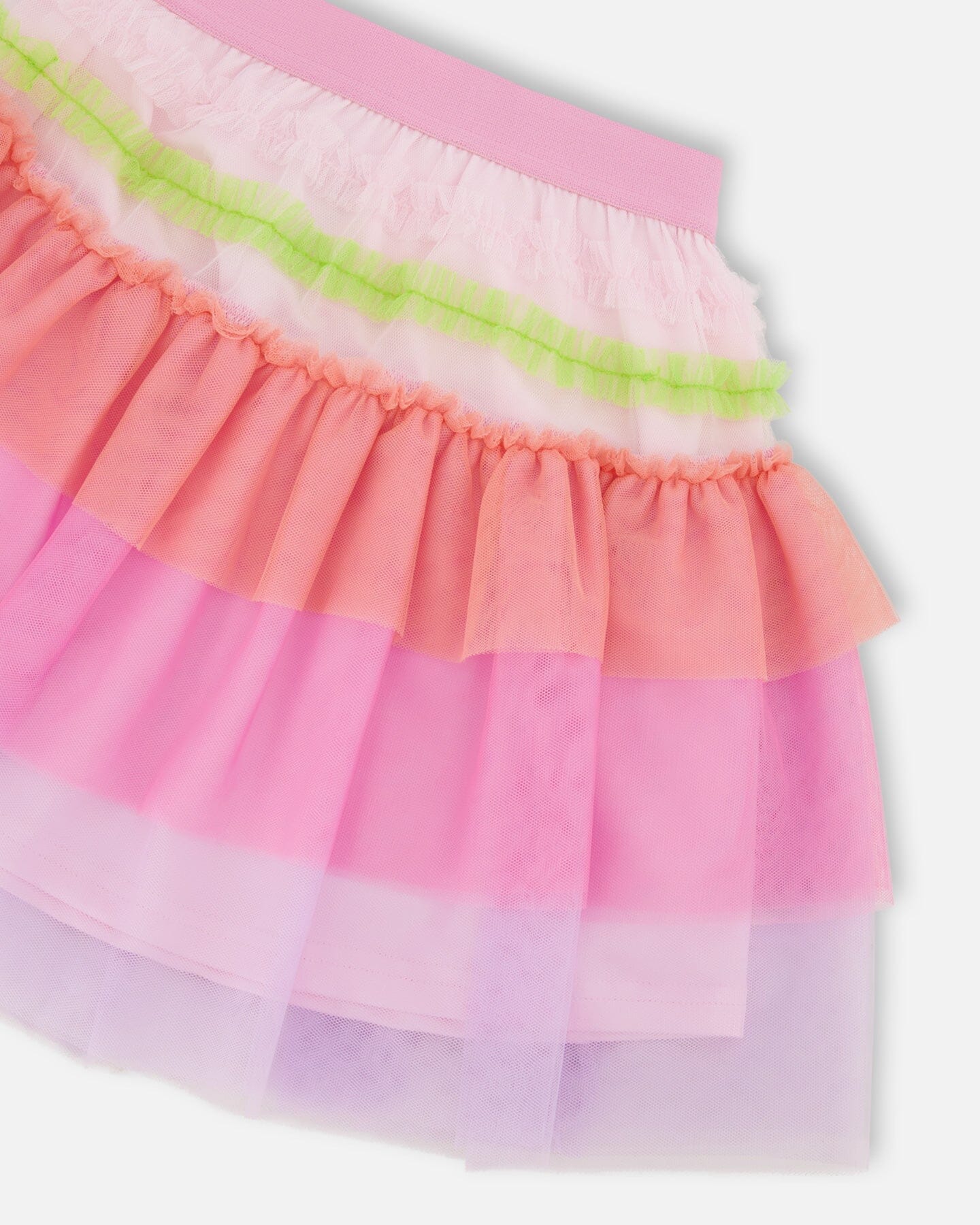 Mesh Skirt With Multicolor Frills - H30M80_3H173