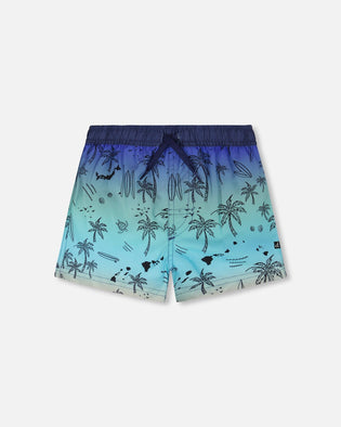Boardshorts Blue Beach Print - H30OB11_3H157