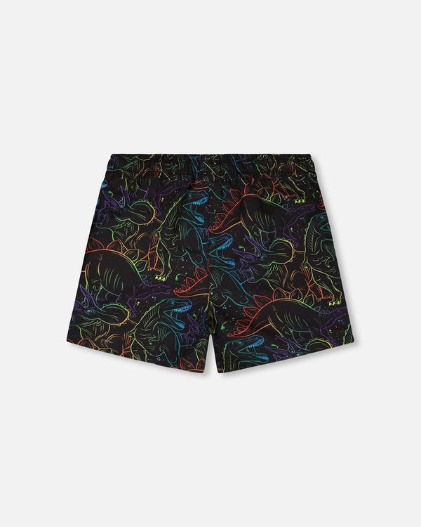 Swim Trunks Black Dinosaur Print - H30OB32_3H162