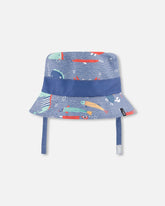 Recycled Polyester Beach Hat Blue Marine Animal Print