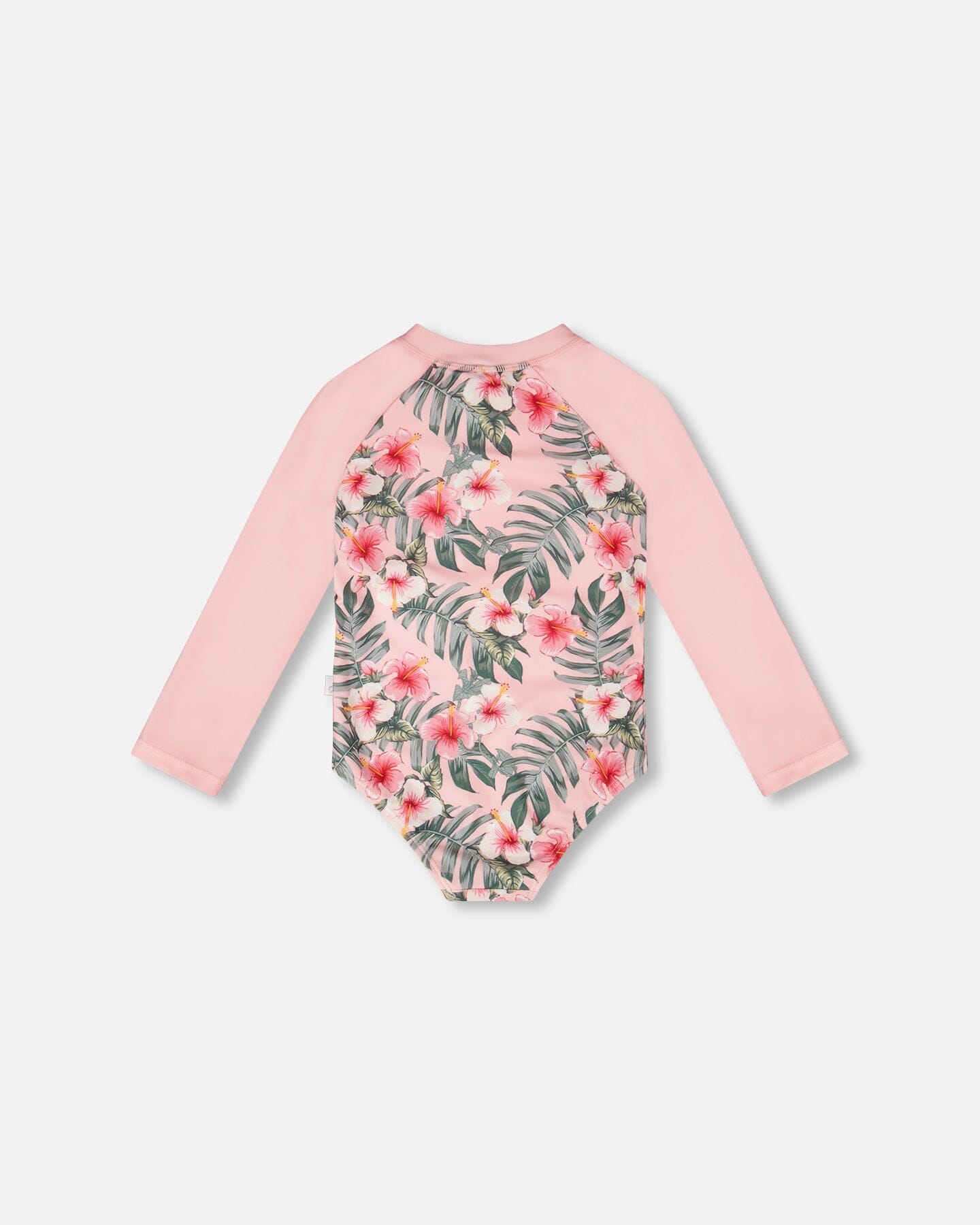 One-Piece Long Sleeve Rashguard Pink Hibiscus Print - H30OG21_3H152