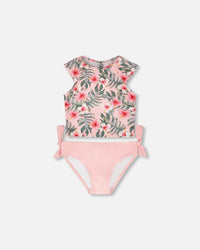 Two-Piece Swimsuit Pink Hibiscus Print - H30OG71_3H152