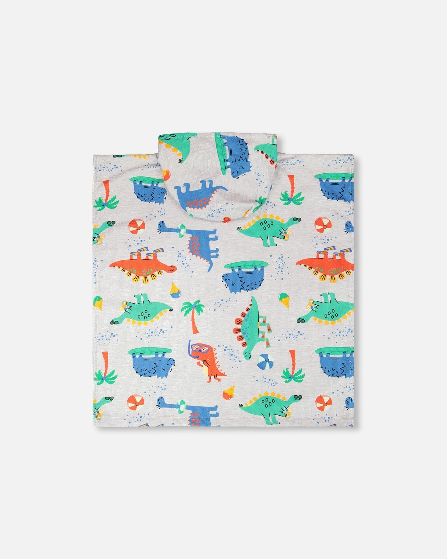 Hooded Beach Towel Grey Baby Dinosaur Print - H30OP_3H161