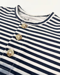 Organic Cotton Romper Blue Gradient Stripes One-Piece & Baby Rompers Deux par Deux 