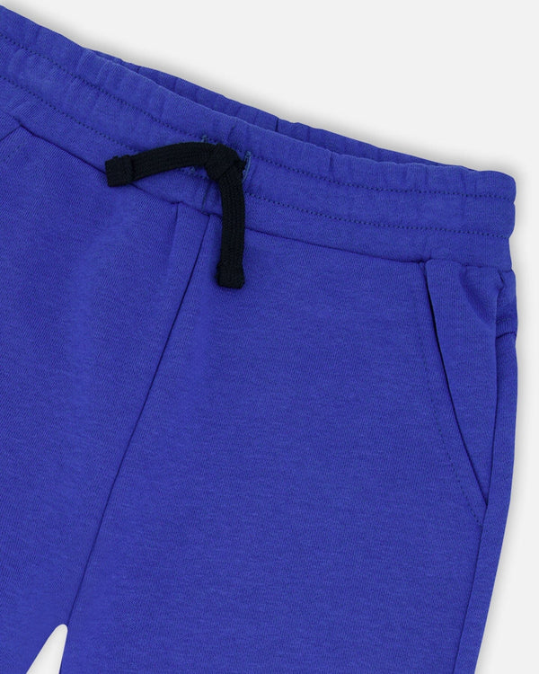 French Terry Sweatpants With Cross Seams Royal Blue - H30U24_04640