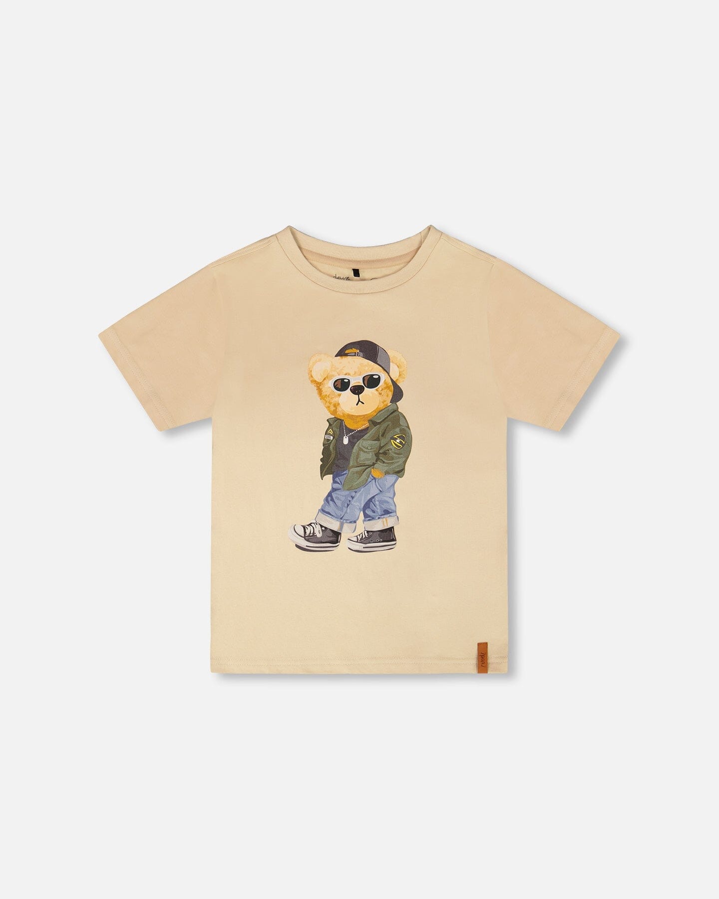 Organic Cotton Jersey T-Shirt With Print Beige - H30U76_01090