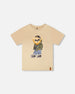 Organic Cotton Jersey T-Shirt With Print Beige - H30U76_01090