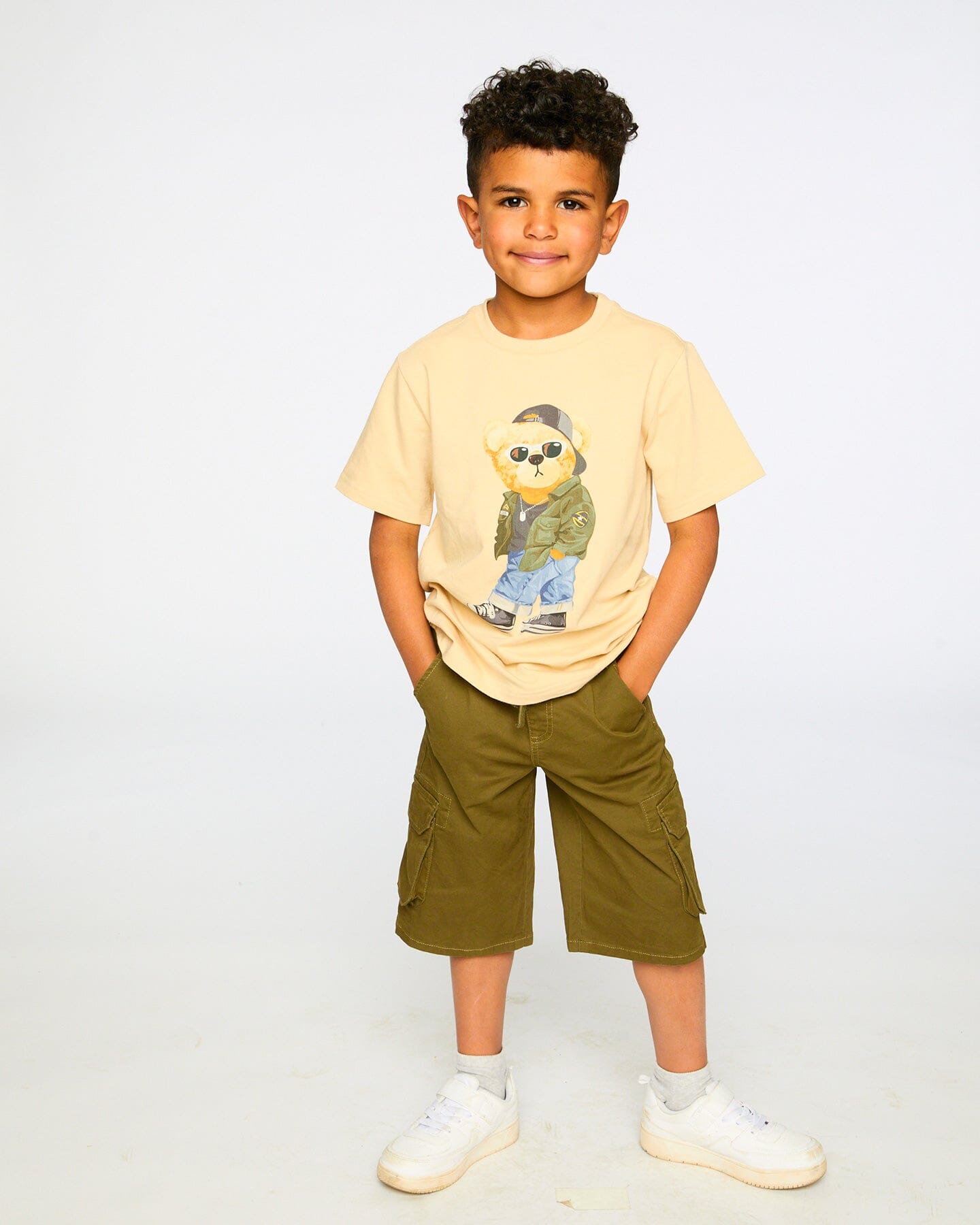 Organic Cotton Jersey T-Shirt With Print Beige - H30U76_01090