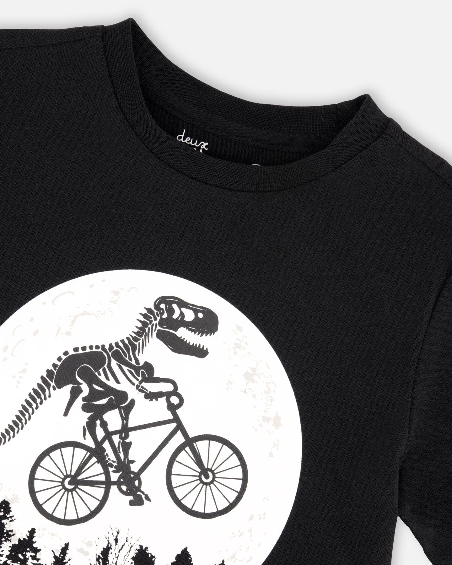 Organic Cotton Jersey T-Shirt With Dino On Bike Print Black - H30U79_09990