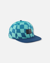 Cap Teal Printed Checkerboard